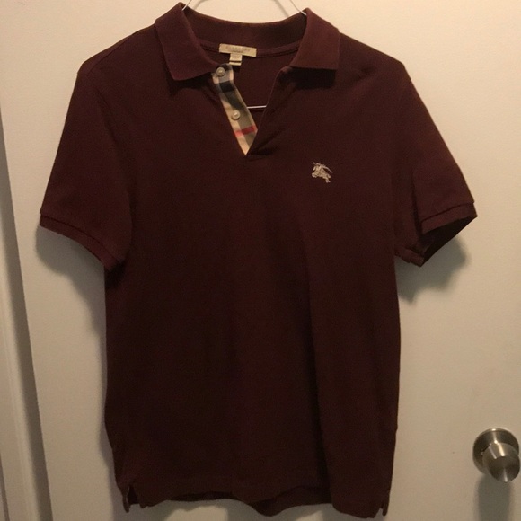 maroon burberry polo